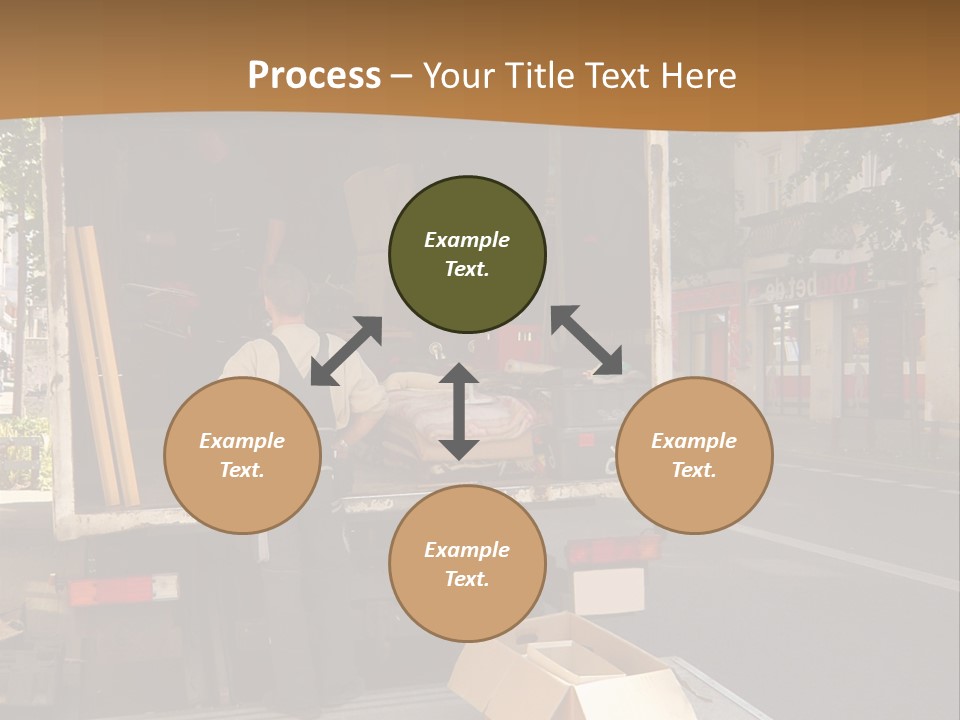 House Moving With Workers And Truck PowerPoint Template