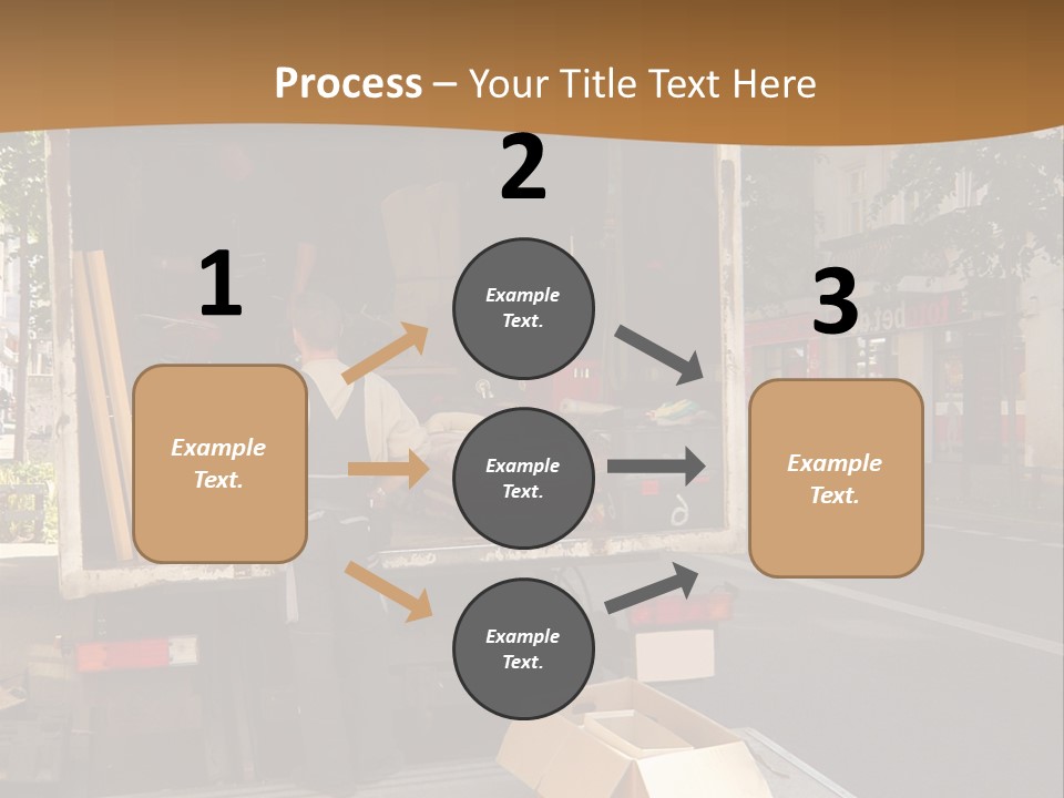 House Moving With Workers And Truck PowerPoint Template
