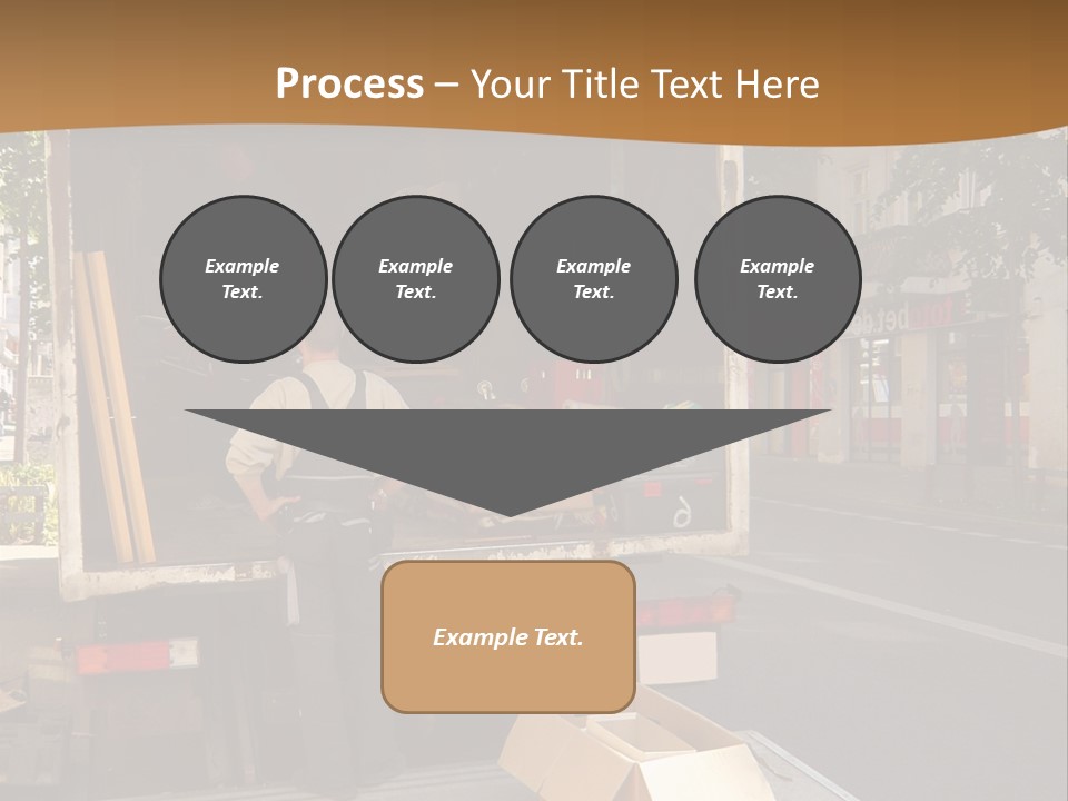 House Moving With Workers And Truck PowerPoint Template