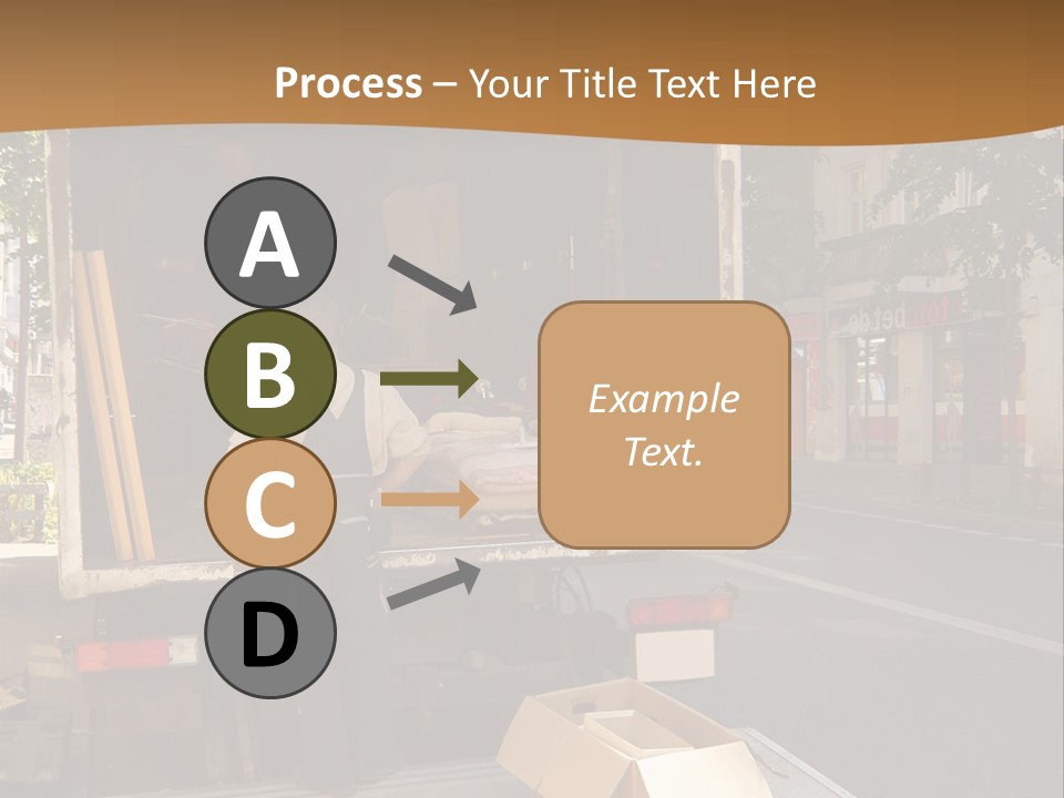 House Moving With Workers And Truck PowerPoint Template