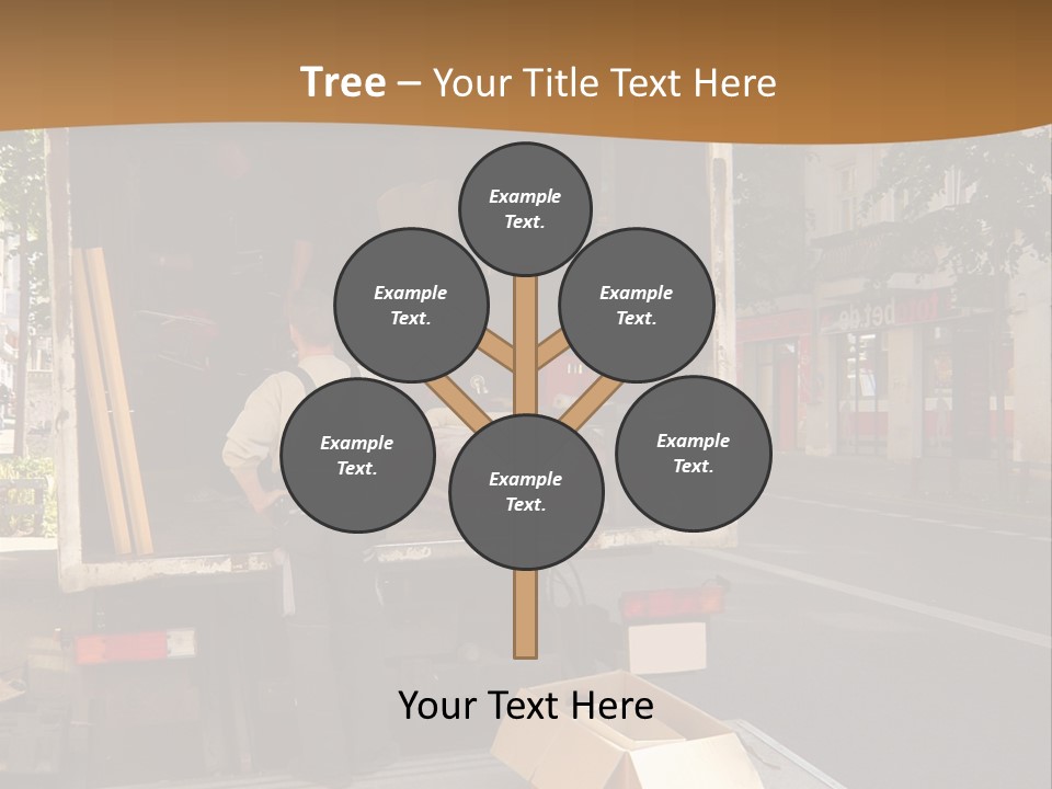 House Moving With Workers And Truck PowerPoint Template