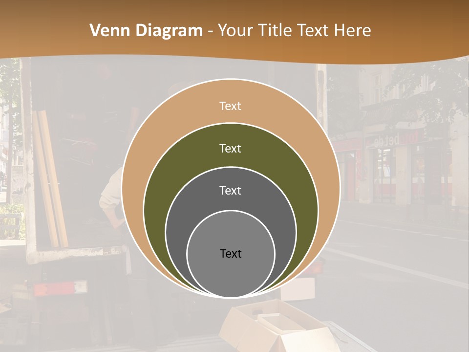House Moving With Workers And Truck PowerPoint Template
