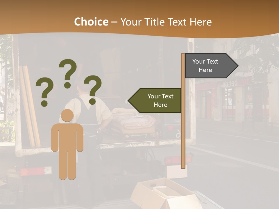 House Moving With Workers And Truck PowerPoint Template