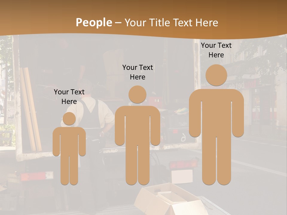 House Moving With Workers And Truck PowerPoint Template