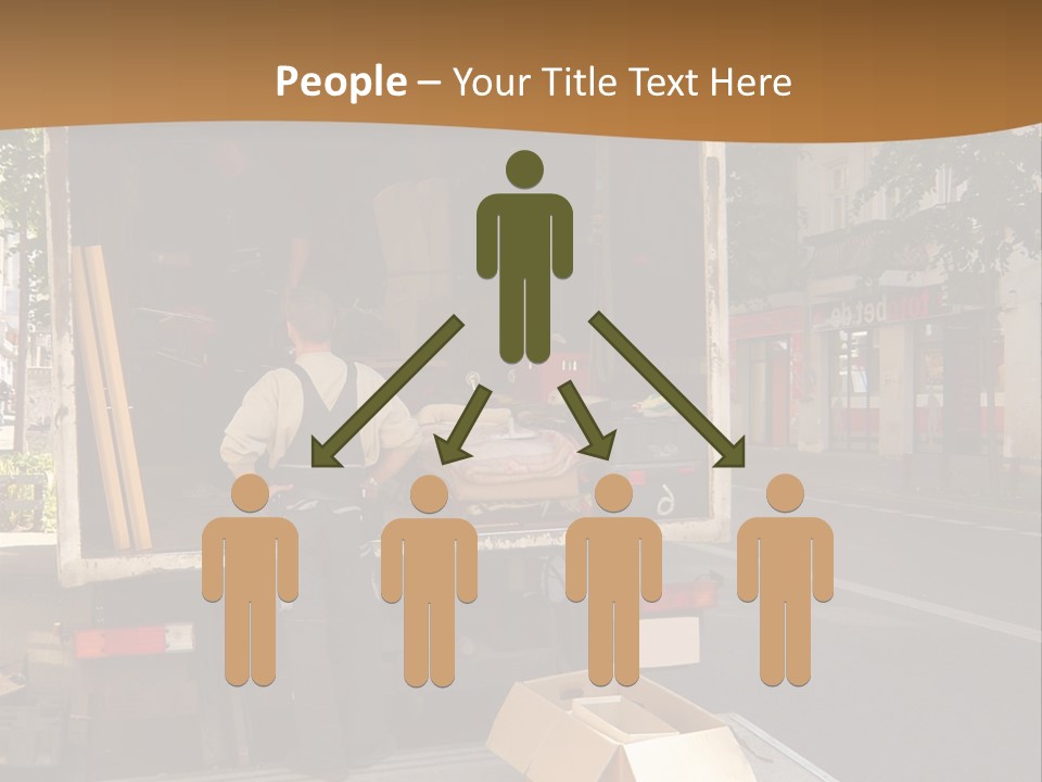 House Moving With Workers And Truck PowerPoint Template