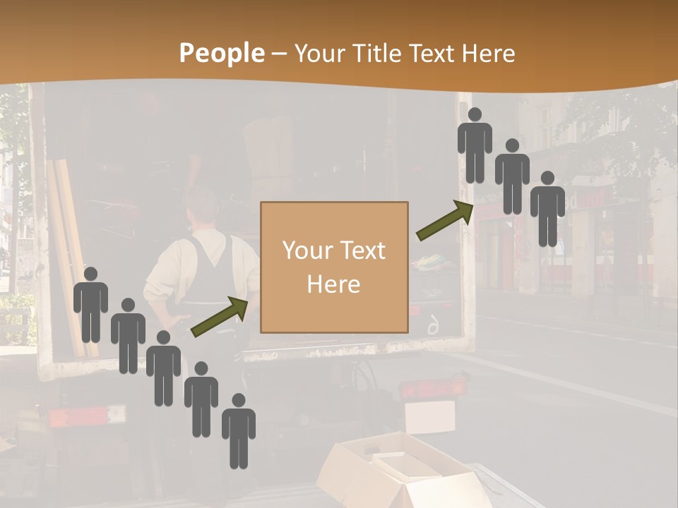 House Moving With Workers And Truck PowerPoint Template