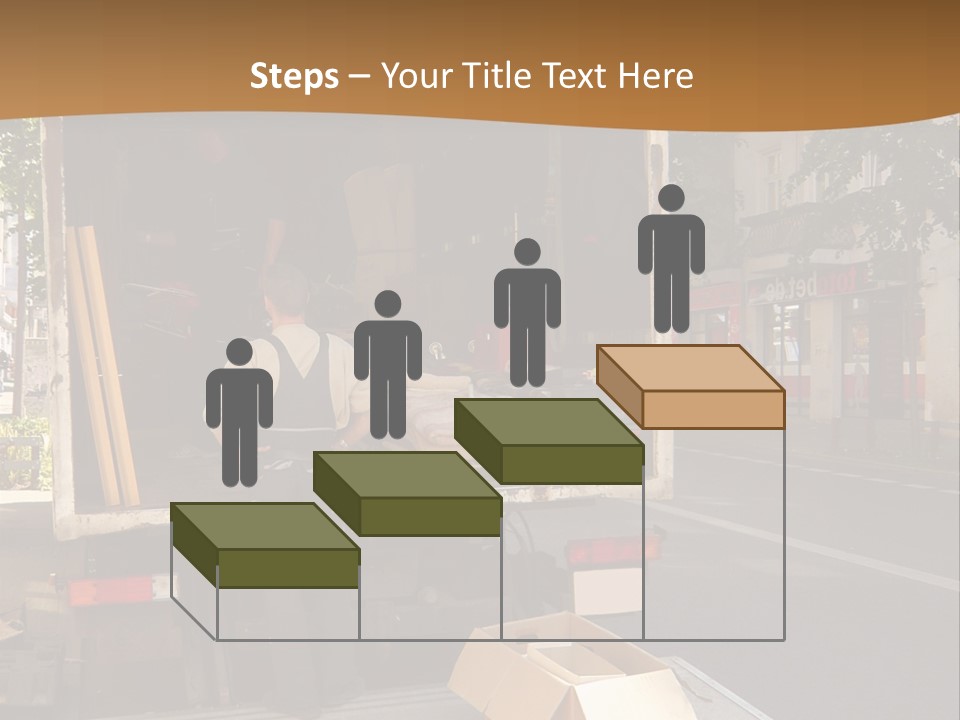 House Moving With Workers And Truck PowerPoint Template