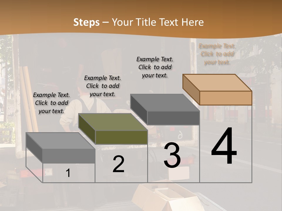 House Moving With Workers And Truck PowerPoint Template