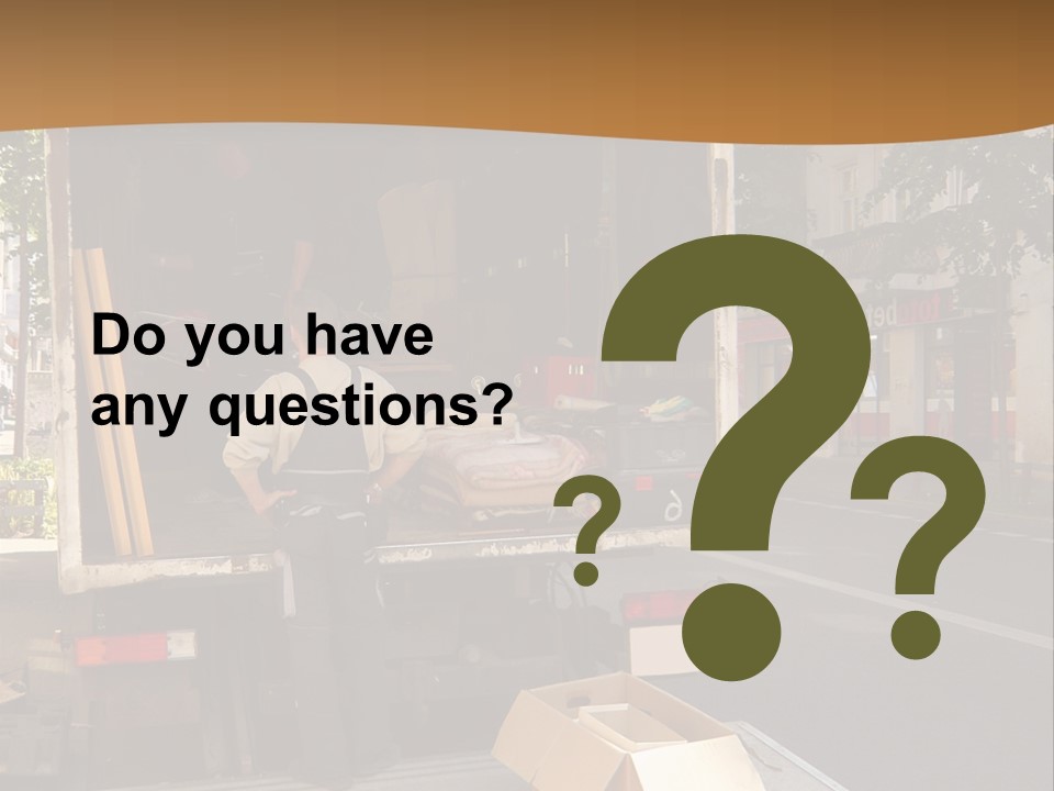 House Moving With Workers And Truck PowerPoint Template