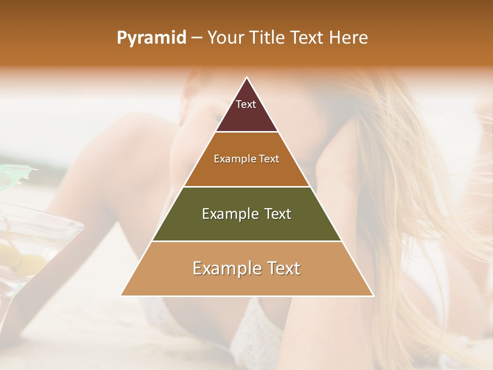 Image Of Pretty Girl With Martini Glass Lying On Sandy Beach And Looking At Camera PowerPoint Template