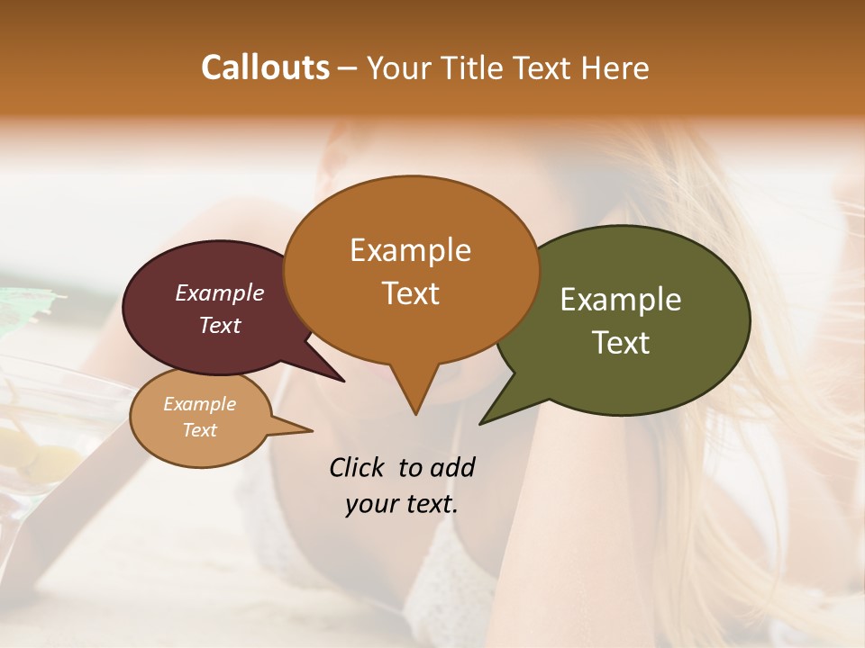 Image Of Pretty Girl With Martini Glass Lying On Sandy Beach And Looking At Camera PowerPoint Template