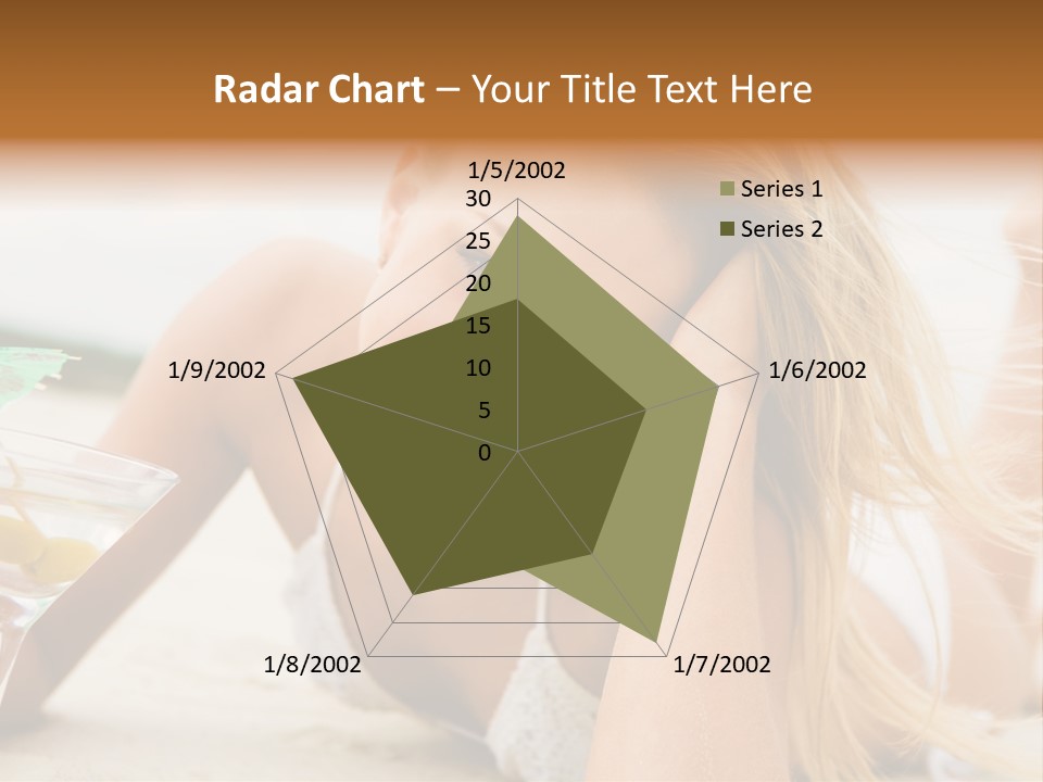 Image Of Pretty Girl With Martini Glass Lying On Sandy Beach And Looking At Camera PowerPoint Template