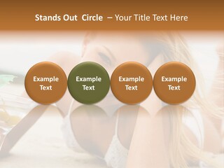 Image Of Pretty Girl With Martini Glass Lying On Sandy Beach And Looking At Camera PowerPoint Template