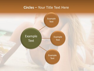 Image Of Pretty Girl With Martini Glass Lying On Sandy Beach And Looking At Camera PowerPoint Template