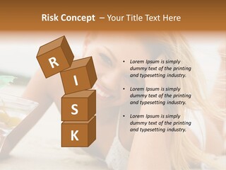 Image Of Pretty Girl With Martini Glass Lying On Sandy Beach And Looking At Camera PowerPoint Template