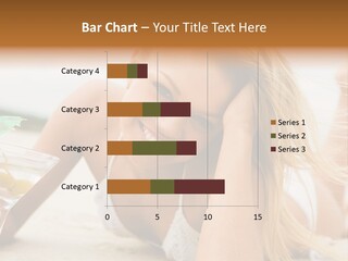 Image Of Pretty Girl With Martini Glass Lying On Sandy Beach And Looking At Camera PowerPoint Template