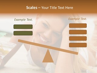 Image Of Pretty Girl With Martini Glass Lying On Sandy Beach And Looking At Camera PowerPoint Template