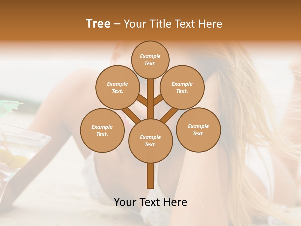 Image Of Pretty Girl With Martini Glass Lying On Sandy Beach And Looking At Camera PowerPoint Template