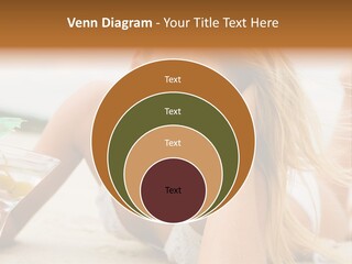 Image Of Pretty Girl With Martini Glass Lying On Sandy Beach And Looking At Camera PowerPoint Template