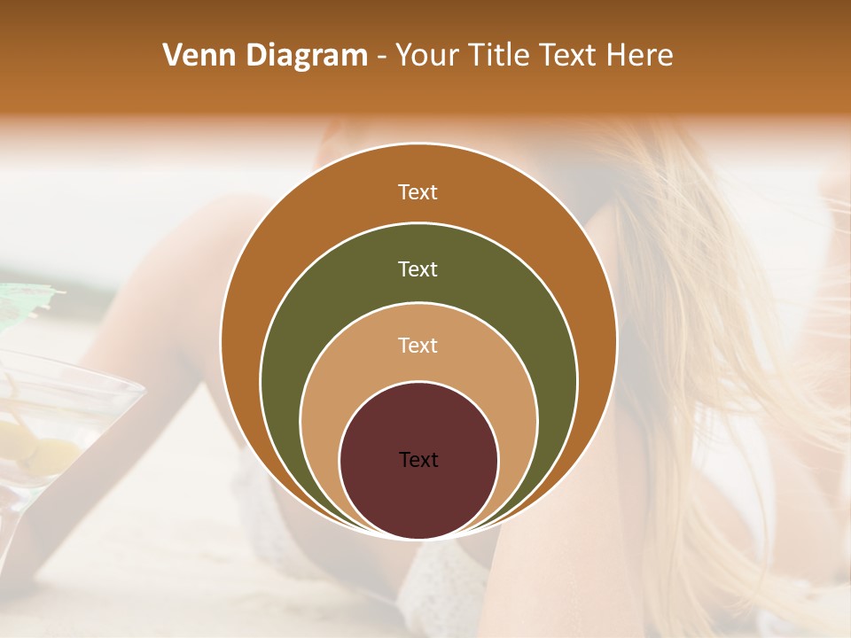 Image Of Pretty Girl With Martini Glass Lying On Sandy Beach And Looking At Camera PowerPoint Template