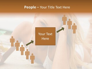 Image Of Pretty Girl With Martini Glass Lying On Sandy Beach And Looking At Camera PowerPoint Template
