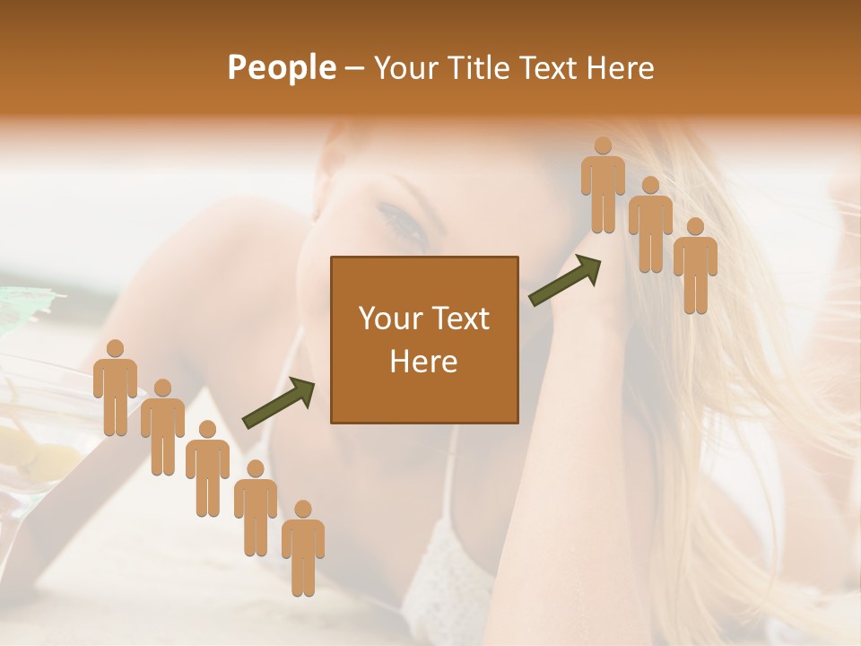 Image Of Pretty Girl With Martini Glass Lying On Sandy Beach And Looking At Camera PowerPoint Template