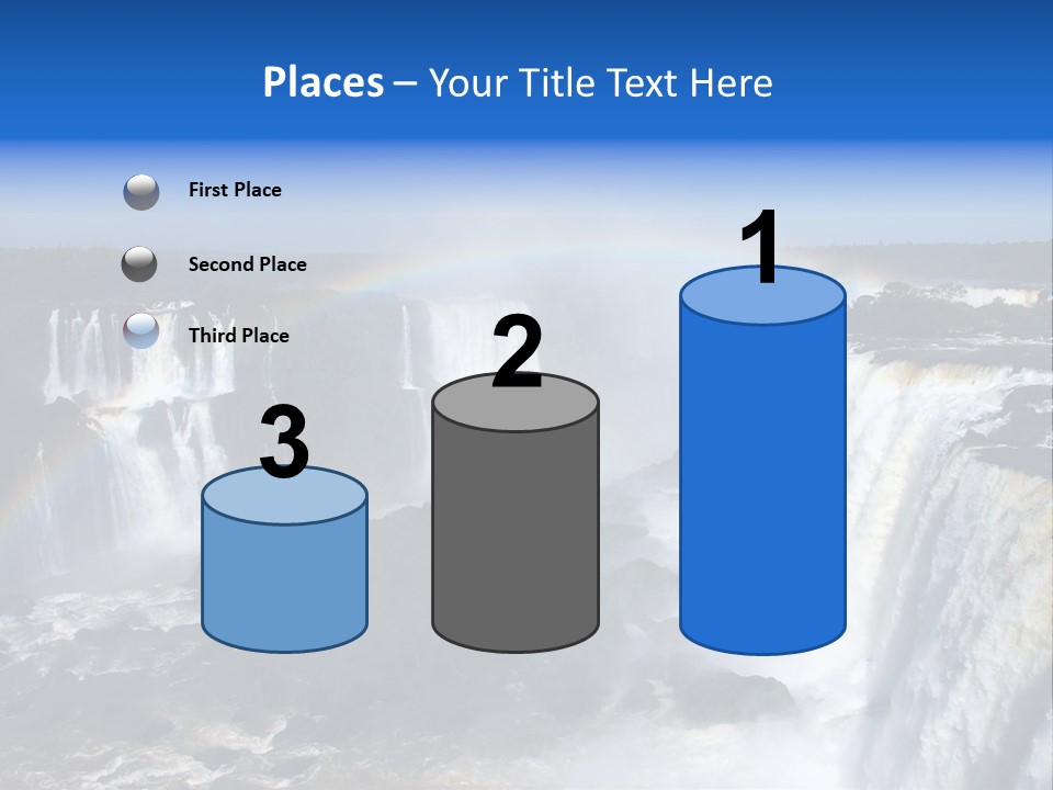 Iguazu Falls With Rainbow, Argentina And Brazil PowerPoint Template