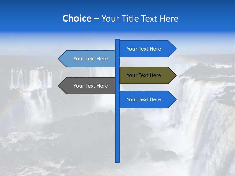 Iguazu Falls With Rainbow, Argentina And Brazil PowerPoint Template