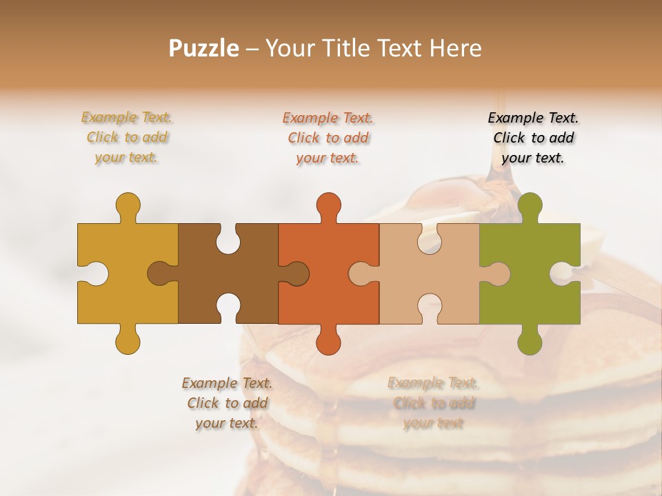 Maple Syrup Pouring Onto Pancakes. Shallow Dof With Focus On Syrup And Butter. PowerPoint Template