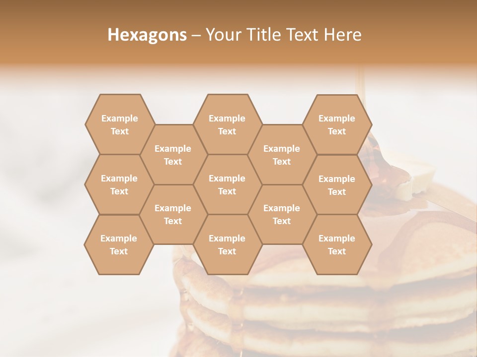 Maple Syrup Pouring Onto Pancakes. Shallow Dof With Focus On Syrup And Butter. PowerPoint Template