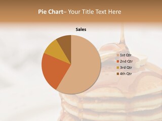 Maple Syrup Pouring Onto Pancakes. Shallow Dof With Focus On Syrup And Butter. PowerPoint Template