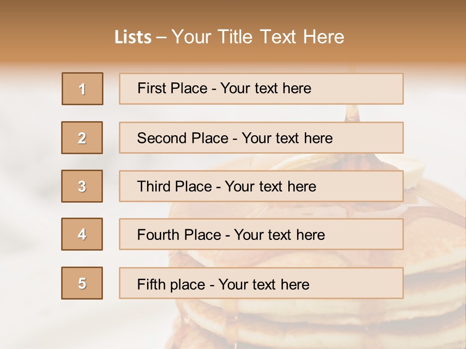 Maple Syrup Pouring Onto Pancakes. Shallow Dof With Focus On Syrup And Butter. PowerPoint Template