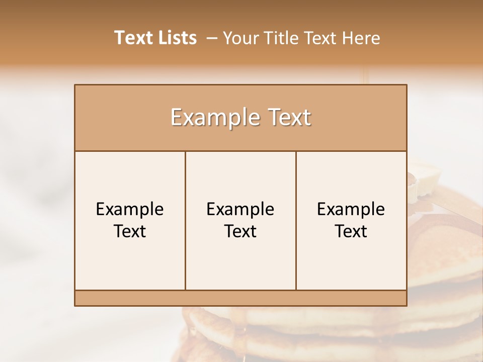 Maple Syrup Pouring Onto Pancakes. Shallow Dof With Focus On Syrup And Butter. PowerPoint Template