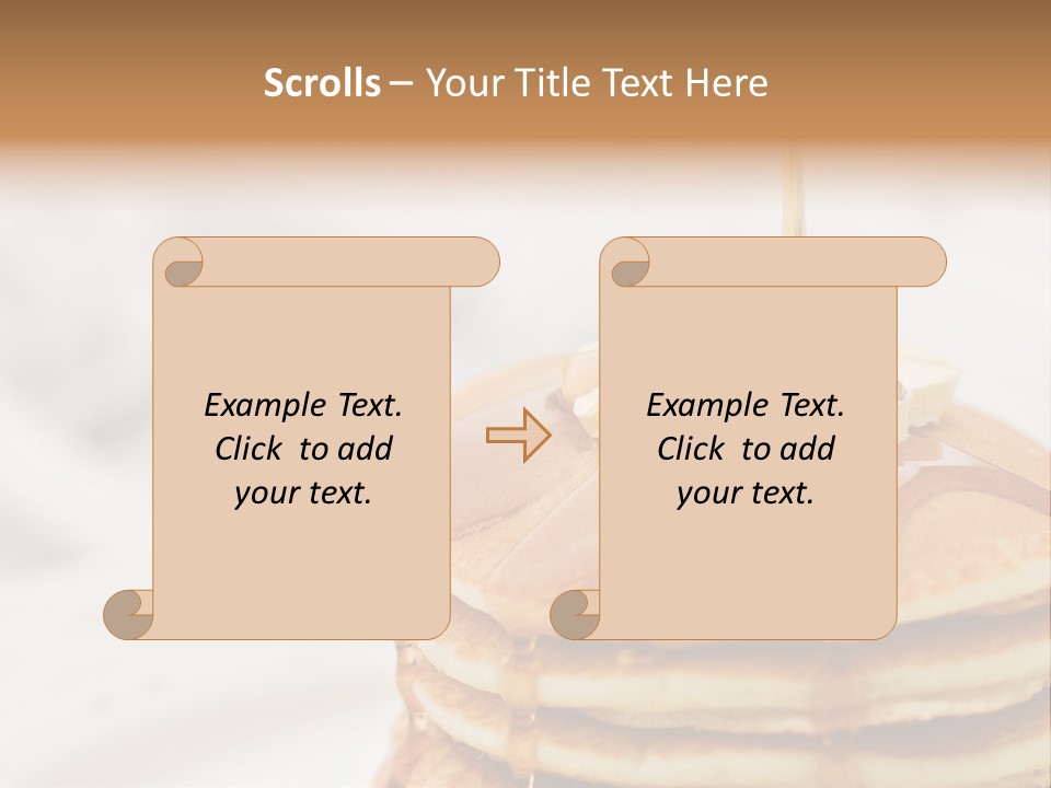 Maple Syrup Pouring Onto Pancakes. Shallow Dof With Focus On Syrup And Butter. PowerPoint Template