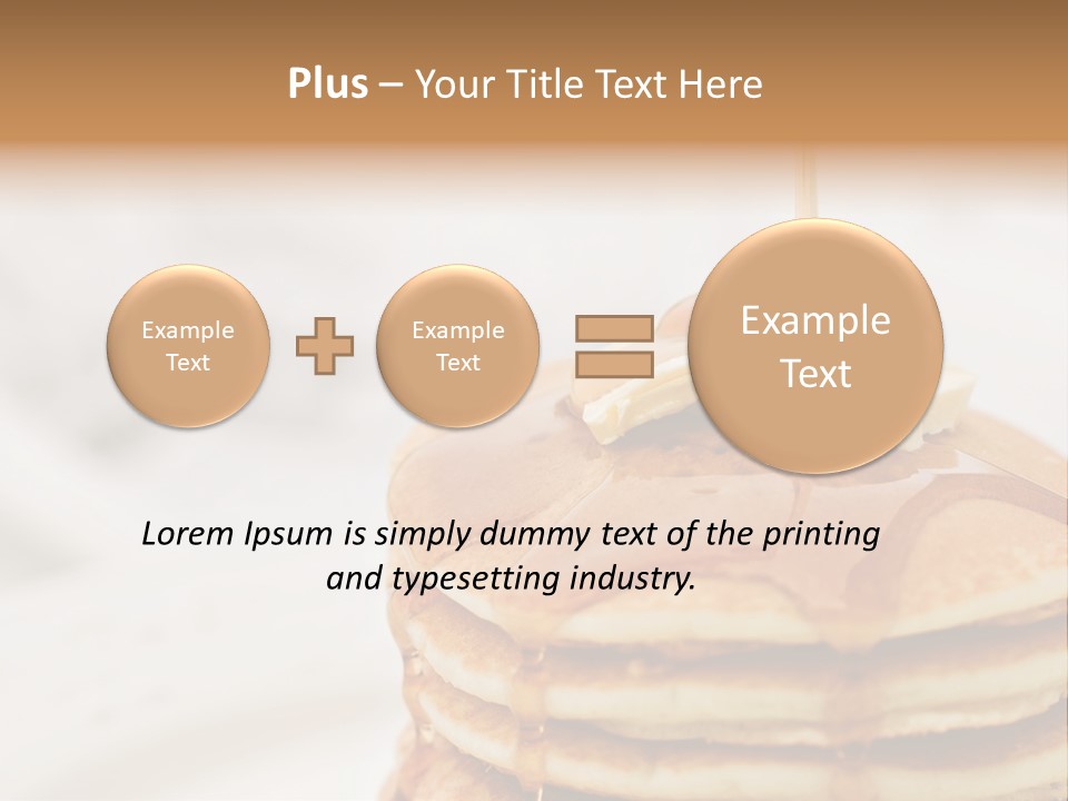 Maple Syrup Pouring Onto Pancakes. Shallow Dof With Focus On Syrup And Butter. PowerPoint Template