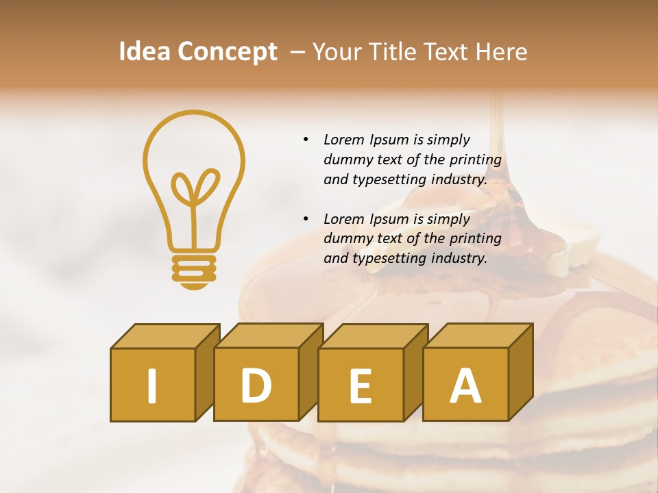 Maple Syrup Pouring Onto Pancakes. Shallow Dof With Focus On Syrup And Butter. PowerPoint Template