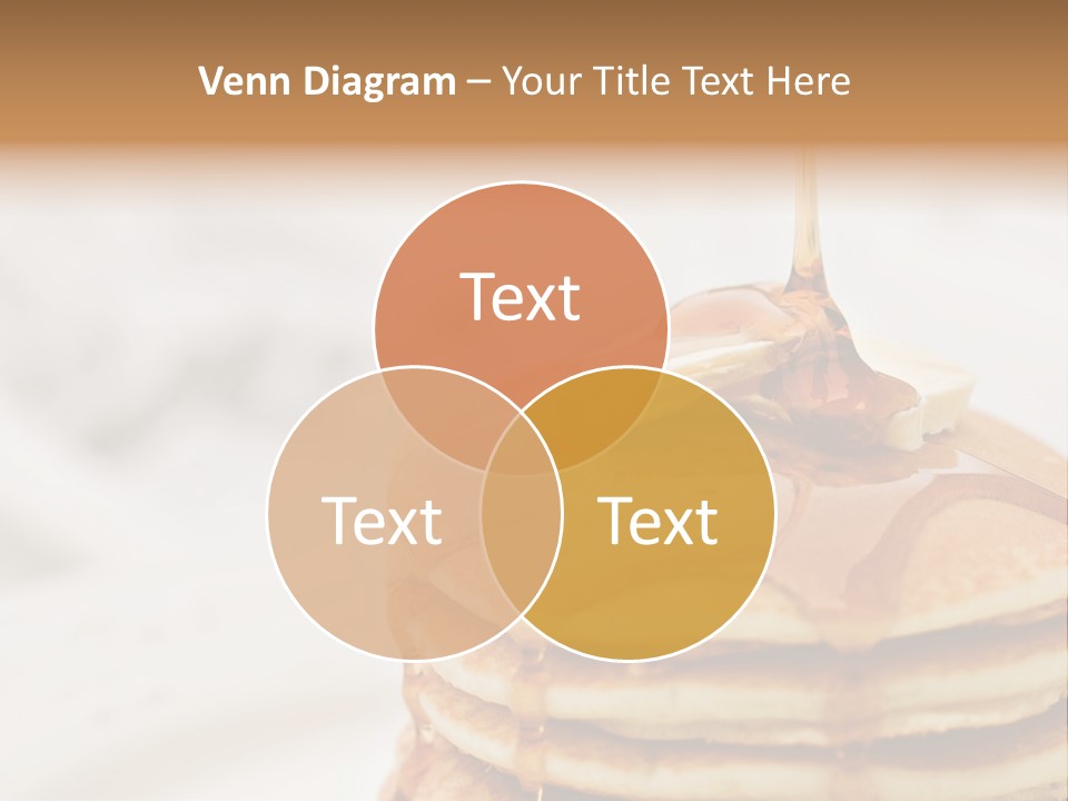 Maple Syrup Pouring Onto Pancakes. Shallow Dof With Focus On Syrup And Butter. PowerPoint Template