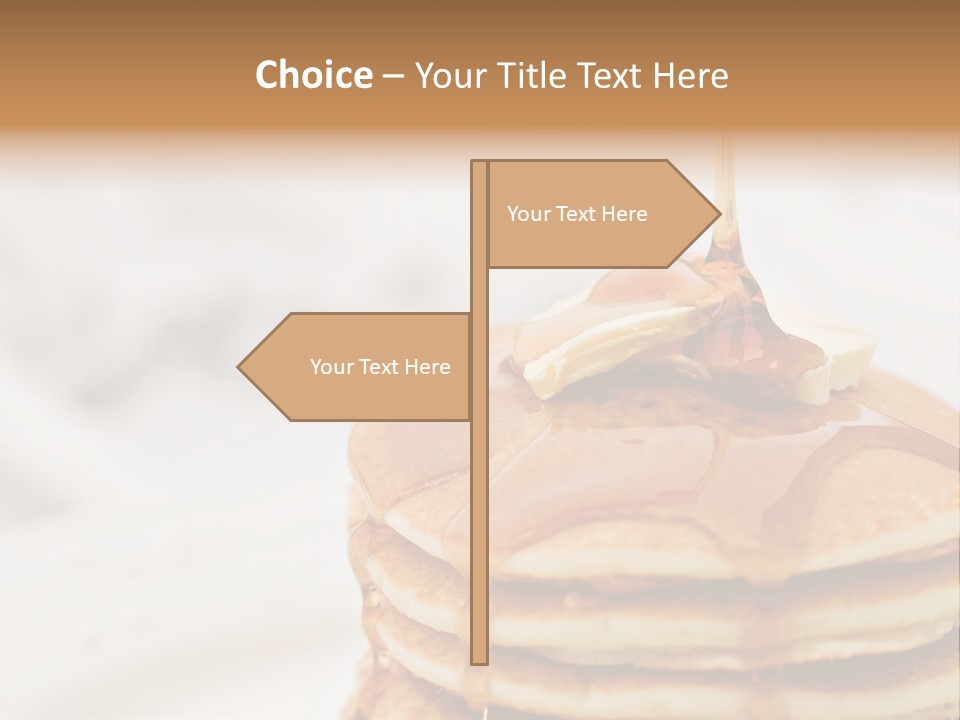 Maple Syrup Pouring Onto Pancakes. Shallow Dof With Focus On Syrup And Butter. PowerPoint Template