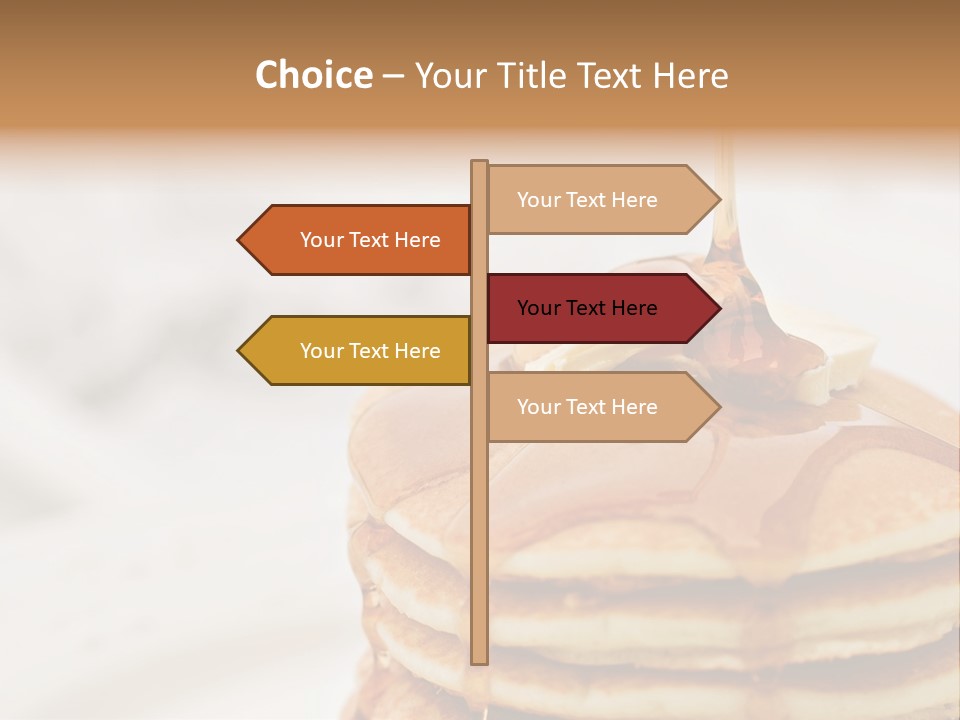 Maple Syrup Pouring Onto Pancakes. Shallow Dof With Focus On Syrup And Butter. PowerPoint Template