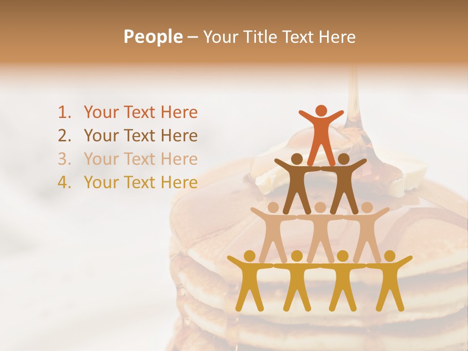 Maple Syrup Pouring Onto Pancakes. Shallow Dof With Focus On Syrup And Butter. PowerPoint Template