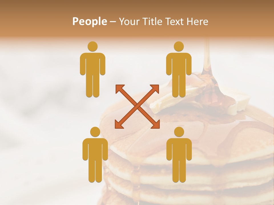 Maple Syrup Pouring Onto Pancakes. Shallow Dof With Focus On Syrup And Butter. PowerPoint Template