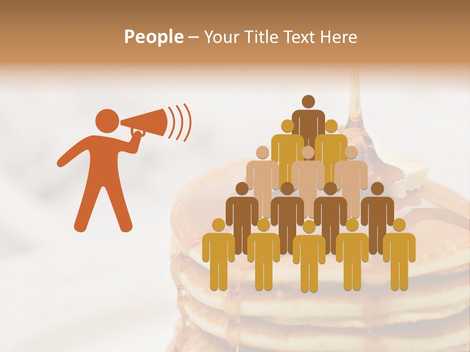 Maple Syrup Pouring Onto Pancakes. Shallow Dof With Focus On Syrup And Butter. PowerPoint Template