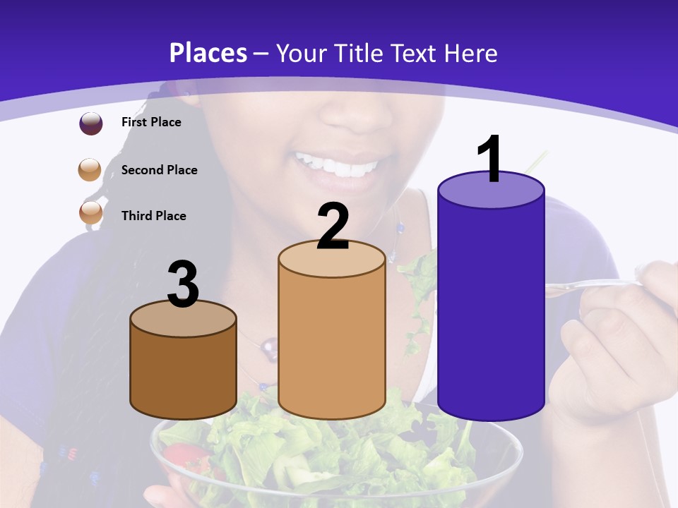 Isolated Portrait Of Black Teenage Girl With Salad Bowl PowerPoint Template