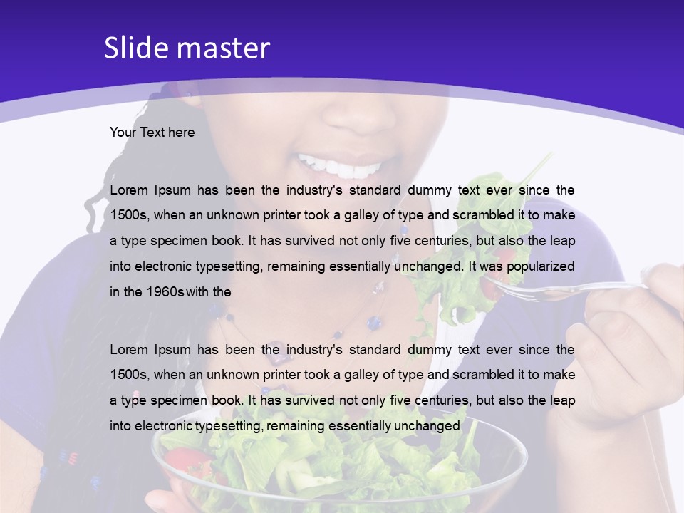 Isolated Portrait Of Black Teenage Girl With Salad Bowl PowerPoint Template