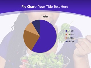 Isolated Portrait Of Black Teenage Girl With Salad Bowl PowerPoint Template