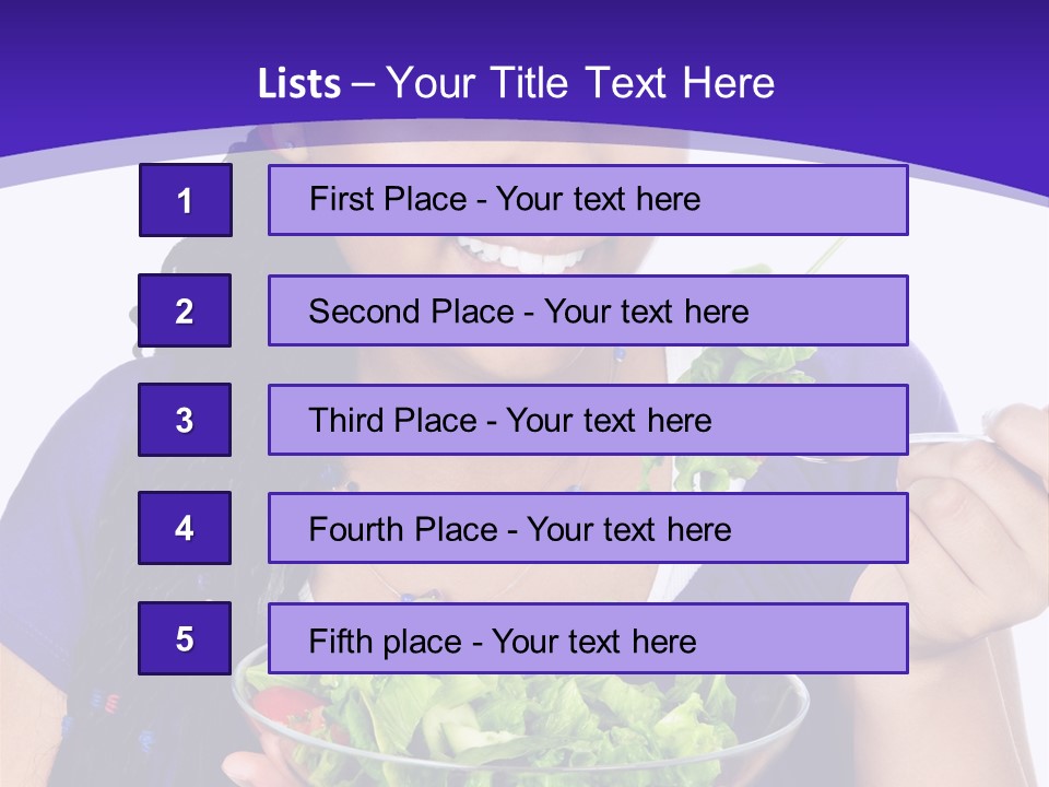 Isolated Portrait Of Black Teenage Girl With Salad Bowl PowerPoint Template