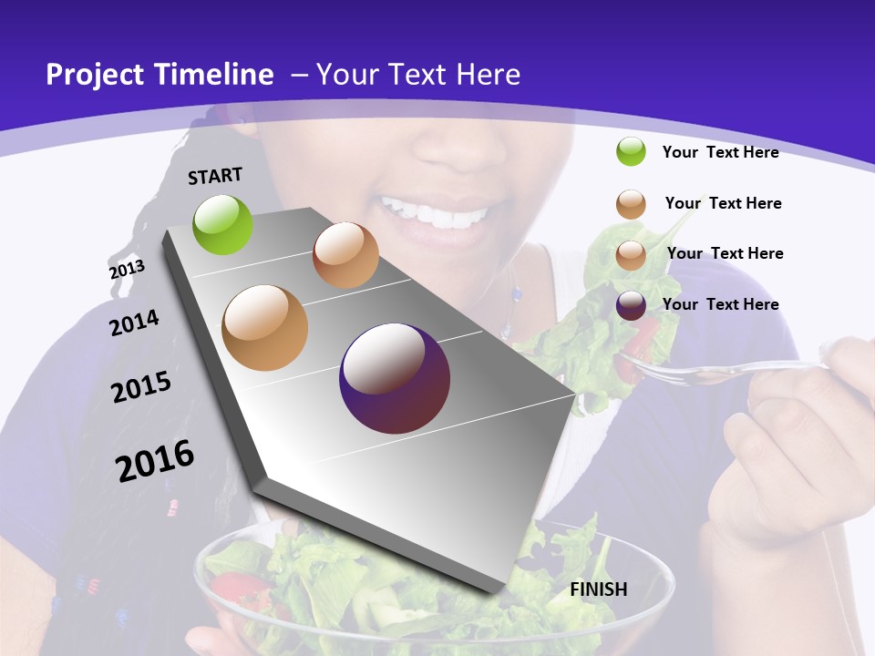 Isolated Portrait Of Black Teenage Girl With Salad Bowl PowerPoint Template