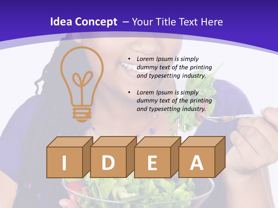 Isolated Portrait Of Black Teenage Girl With Salad Bowl PowerPoint Template