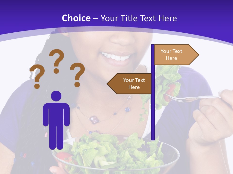 Isolated Portrait Of Black Teenage Girl With Salad Bowl PowerPoint Template