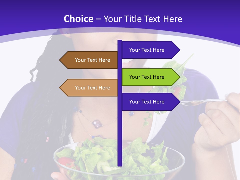 Isolated Portrait Of Black Teenage Girl With Salad Bowl PowerPoint Template